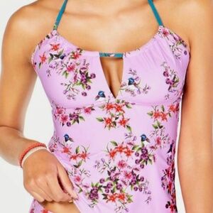 NWT Nanette Lepore Womens Swim Victorian Floral Honey Tankini Top
